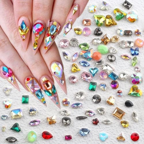 colorful gem nail art