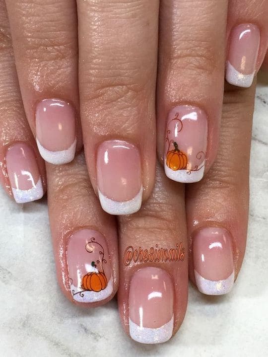 pumpkin nails: classic French tips
