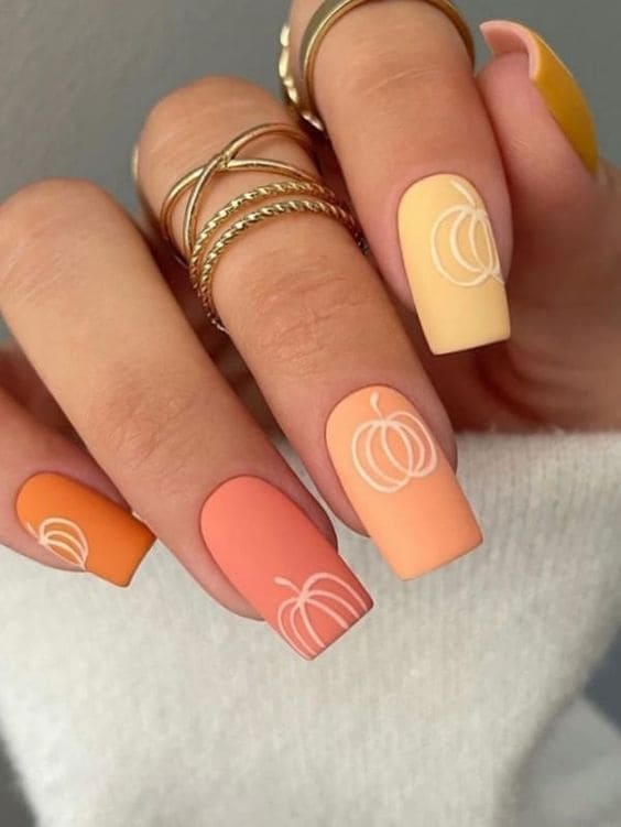 pumpkin nails: matte orange shades