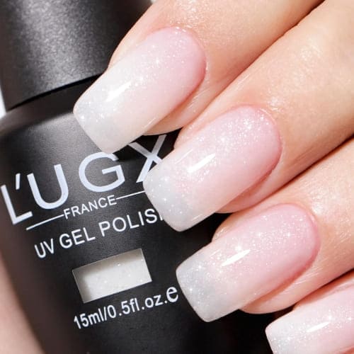 shimmery milky white gel nail polish