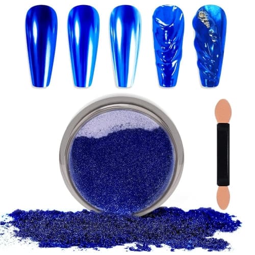 blue chrome nail powder