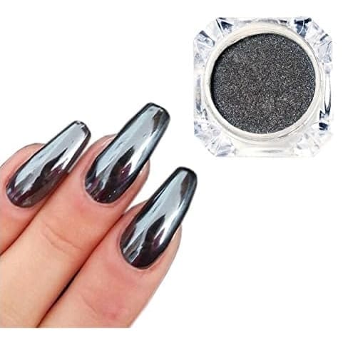 dark gray chrome nail powder