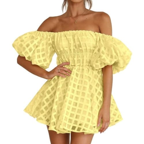yellow plaid summer mini dress