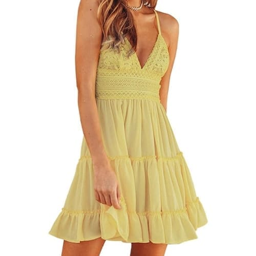 yellow summer mini dress