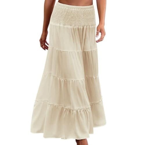 ivory linen maxi skirt