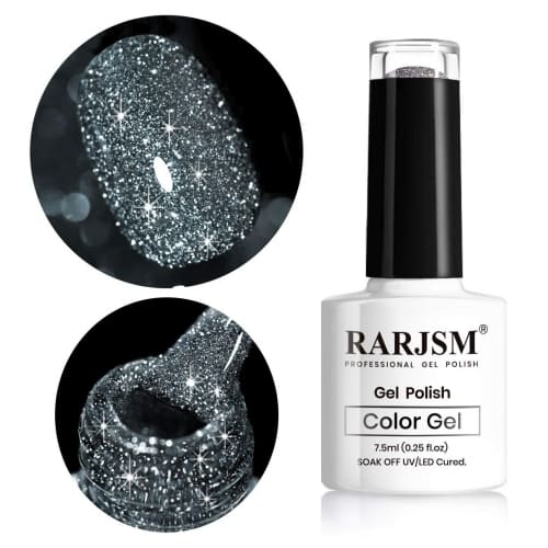 dark gray glitter gel nail polish