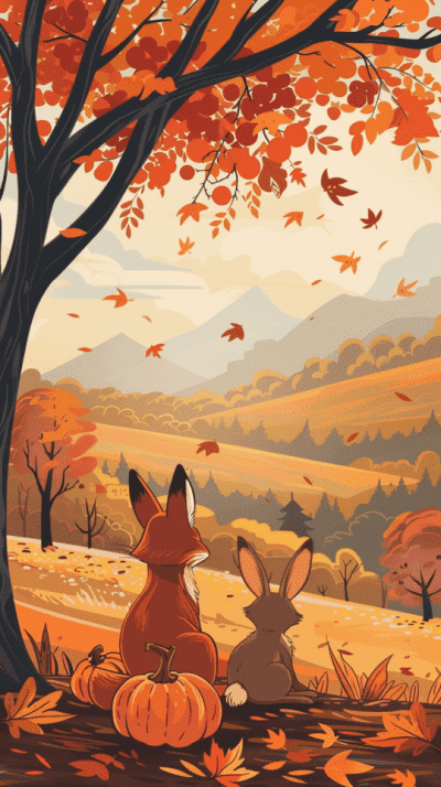 cute fall wallpaper: fox pals